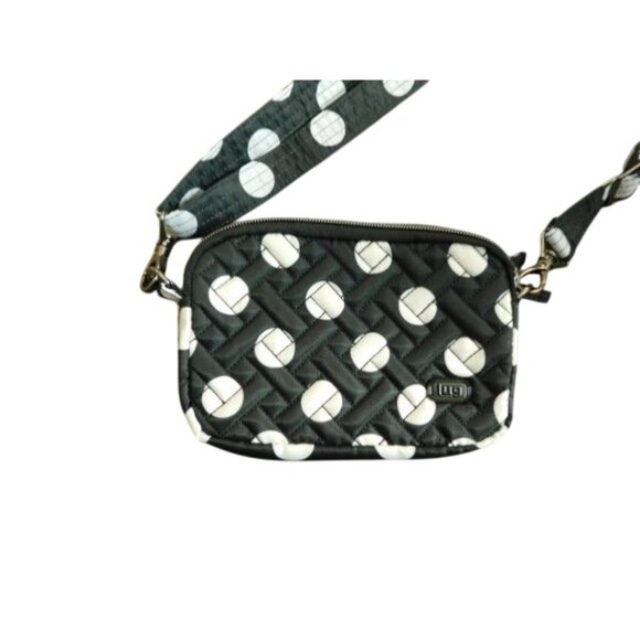 Lug Black White Polka Dot Cross Body Belt Convertible Bag EUC - Picture 2 of 4